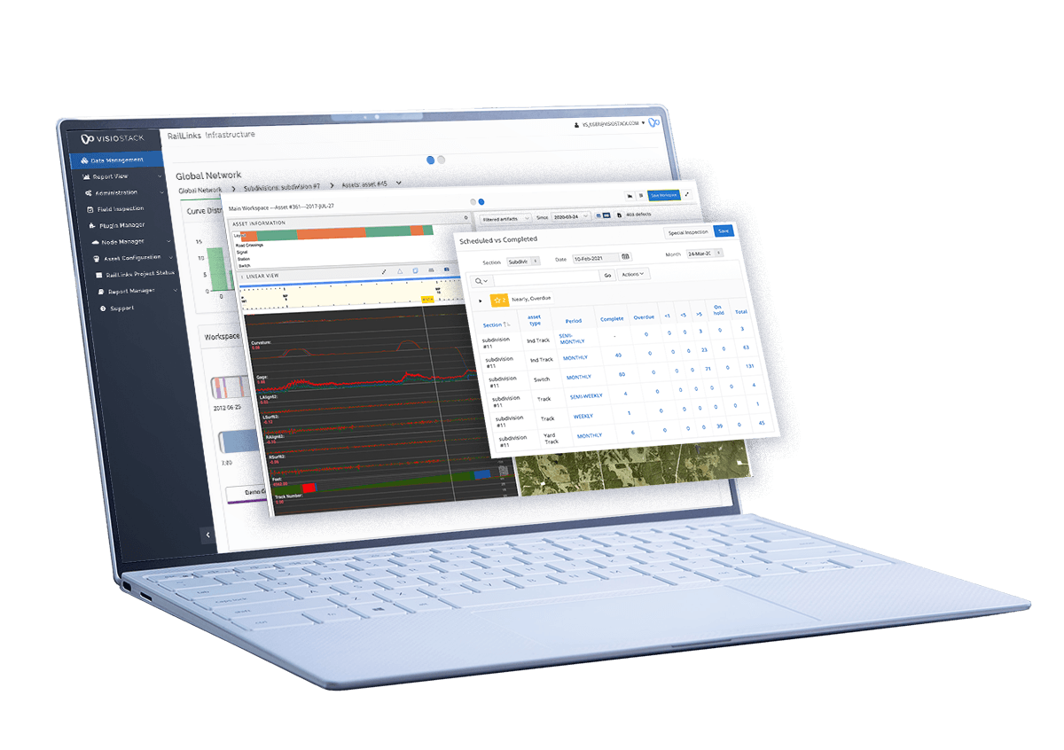 Laptop displaying several workflow screenshots