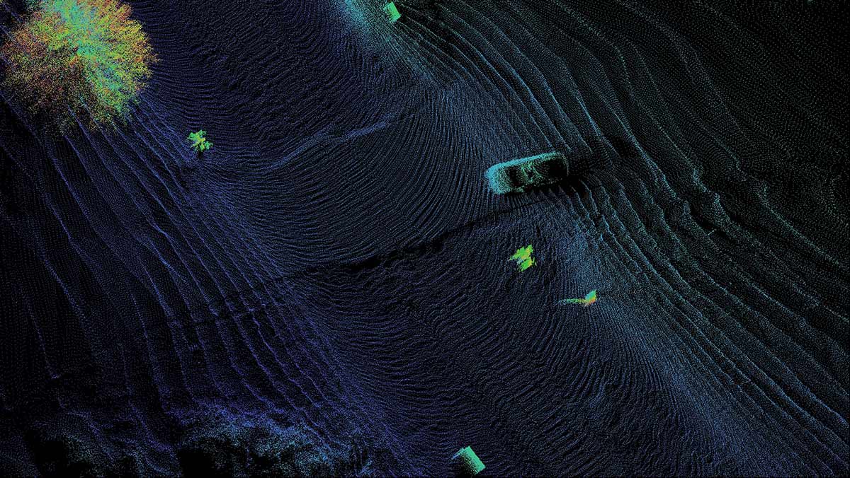 LiDAR image of railroad crossing